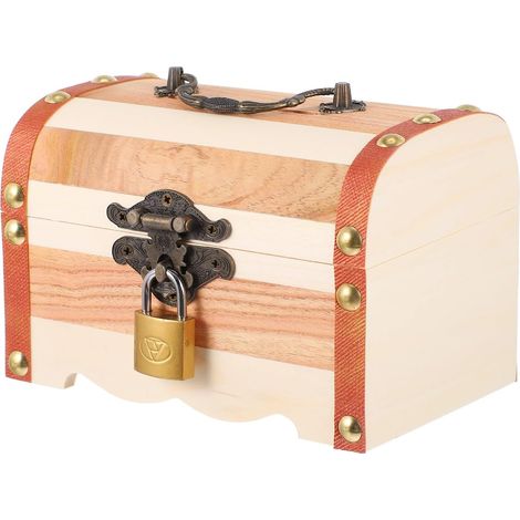 Boîte à Monnaie Rétro Coffret de Rangement avec Serrure en Bois (1/5)