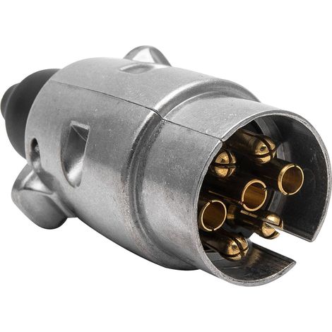 Prise de remorque 7pin Remorque Prise étanche Remorque Electrics Adaptateur Prise Convient pour 7 Broches Heavy Norme européenne Remorque boîtier en aluminium Argenté 12 V d'entrée (1/5)