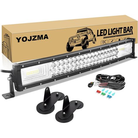 22 Pouces 270W Courbée Barre Lumineuse avec Supports magnétiques Lumière de Travail avec Câble, 27000LM, 12V/24V, triple rangée, IP67 étanche, Spot+Flood, pour tout-terrain, 4x4, Véhicules (1/5)