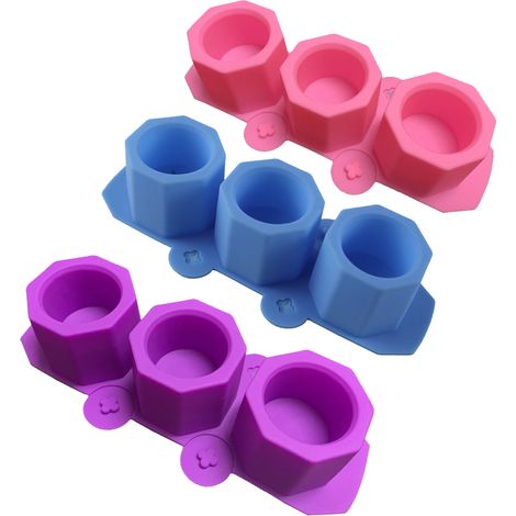 Lot de 3 moules en silicone pour pots de fleurs en béton DIY, plantes succulentes, bleu rose violet (1/5)