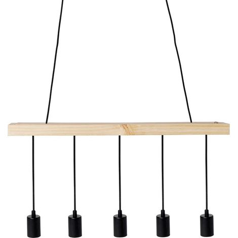 Suspension barre en bois 5 cordons simples Ostaria (1/6)