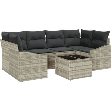 Maison Exclusive - Juego de Sofá 7 pcs Gris Claro y Gris Oscuro r (1/5)