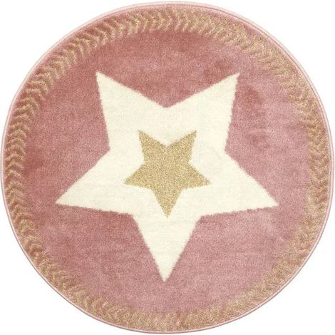 Tapis Rond - HOME DECO KIDS - Étoile Fil Métallisé - Rose - 80 cm (1/5)