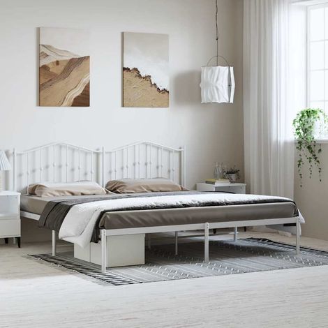 Bettgestell mit Kopfteil Metall Weiß 193x203 cm