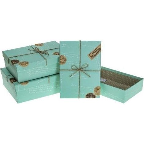 Geschenkbox mit Schleife, 3 grüne Rosetten