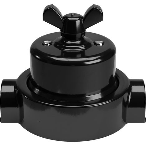 Kit interruttore/deviatore con dado a farfalla e base per Creative-Tubes in porcellana nera Nero - 2 in linea