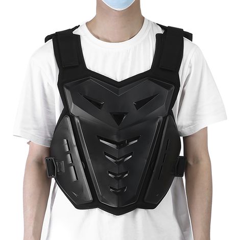 Gilet de moto antichoc et respirant avec protection poitrine et dos pour la conduite et les sports de plein air - Noir (1/5)