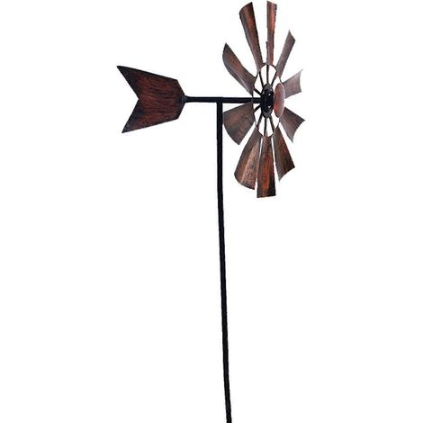 Rotierende Windmühle aus Schmiedeeisen, metallenes Landschaftsornament für den Außenbereich, Garten, Rasen, Windraddekoration.