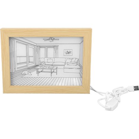 Cadre Lumineux LED - Tableau Lumineux Anime Japonais avec 3 Modes Simulés de Lumière Solaire - Cadre Photo Illuminé en Bois et Acrylic