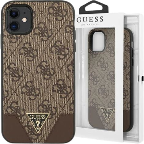 Funda Guess GUHCN61PU4GHBR para iPhone 11 6.1 / XR6.1, color marrón/marrón, carcasa rígida, 4G, colección Triangle (1/5)