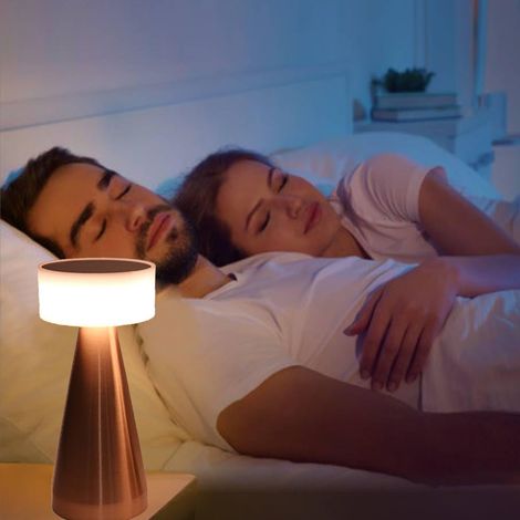 Lampe de bureau LED portable avec 3 températures de couleur, intensité variable, rechargeable, idéale pour les enfants, les chambres d'enfants, comme veilleuse ou lampe de chevet, or rose (1/5)