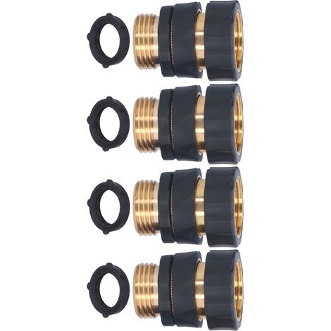 4 Sets universeller Schnellkupplungen für Gartenschläuche mit Dichtungen, Messingadaptern, auslaufsicher für die Gartenbewässerung (1/5)