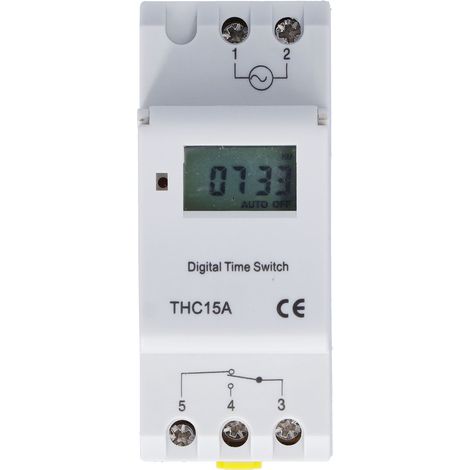 Minuterie programmable THC15A, relais temporisé LCD de type rail de guidage pour lampadaires et néons, 24 V CC (1/5)