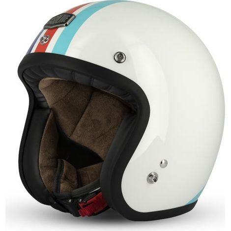 Casque Jet Cafe Racer S250 Blanc / Bleu / Rouge Brillant - Taille S