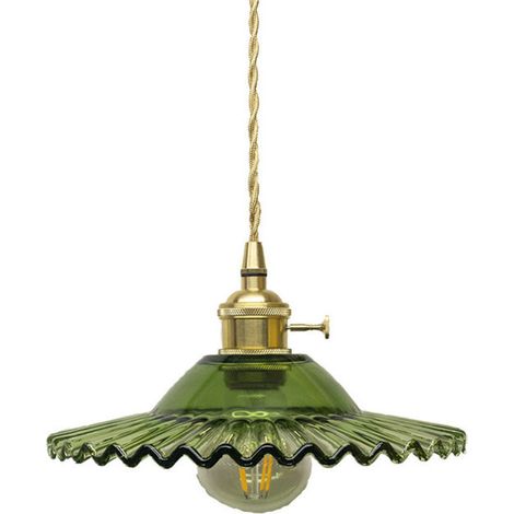 Lámpara colgante de cristal vintage de Ø 22 cm – Estilo retro nórdico – Casquillo E27 – Voltaje CA 110–240 V – Luz directa hacia abajo – Montaje en pared