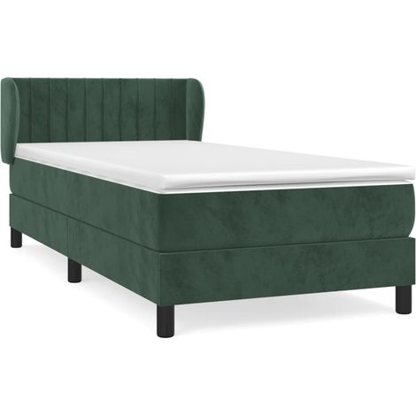 Lit simple,Lit adulte,Sommier à lattes de lit et matelas Vert foncé 80x200 cm Velours CFW5140054