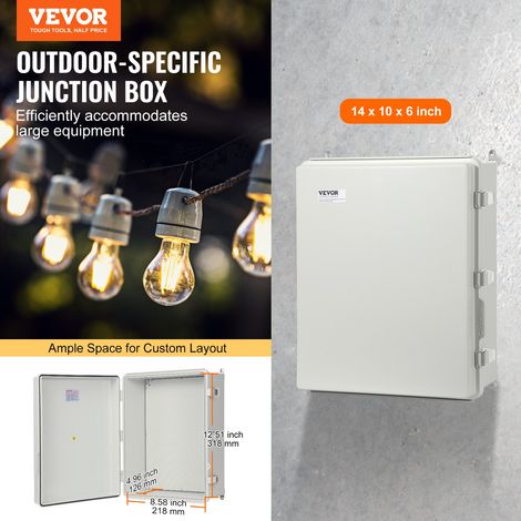 Boîte de jonction électrique, 350x250x150 mm boîtier électrique plastique ABS couvercle à charnière, loquet en acier inoxydable, étanche IP67 à la poussière pour projets électriques extérieurs (1/5)
