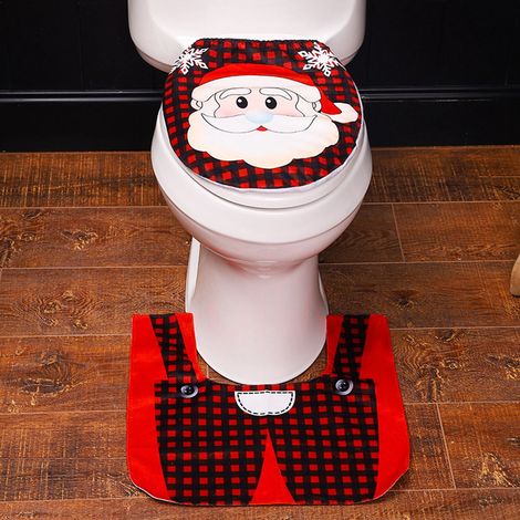 Housse De Chaise De Toilette - Tapis De Salle De Bain - Décoration De Noël - Pour Intérieur - Lot De 2 Pièces (1/5)