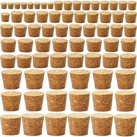 Lot de 100 bouchons liège, bois, coniques, pour vin et bière (1/5)