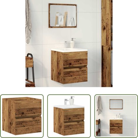 vidaXL Bois ancien - Meuble de Lavabo de Salle de Bain Bois Ancien 41 x 38,5 x 45 cm (1/5)
