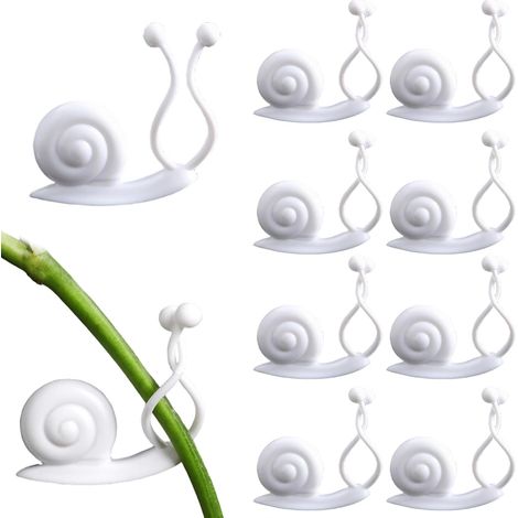 CCYKXA  Set of 10 Adhesive Plastic Snail-Shaped Wall Supports for Climbing Plants, for Indoor and Outdoor Use, White (1/5)