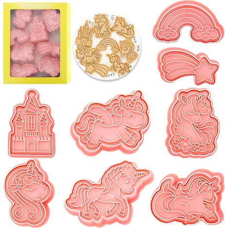 8 Piece Unicorn Cookie Cutter, Children's Biscuit Mould, Biscuit Baking Tools for Biscuits, Cookie Cutters (1/5)