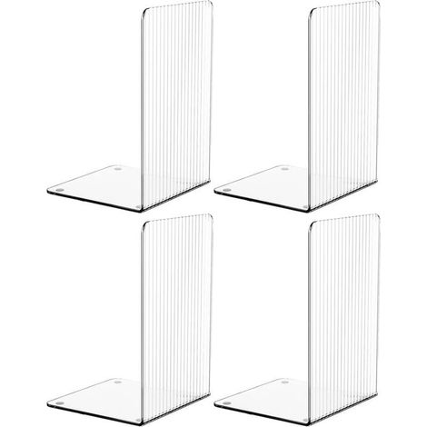 Lot de 4 serre-livres en acrylique transparent pour étagères, avec tapis antidérapants, design unique, décoratifs pour la maison, le bureau et les fournitures scolaires (1/5)