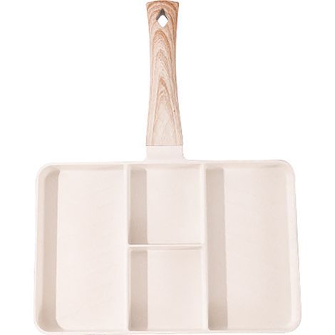 Gril divisé Maifan, revêtement en pierre, aluminium, chauffage uniforme, antiadhésif, multifonctionnelle, 4 compartiments, poêle à petit-déjeuner pour faire frire œufs, steaks et légumes, blanche (1/5)