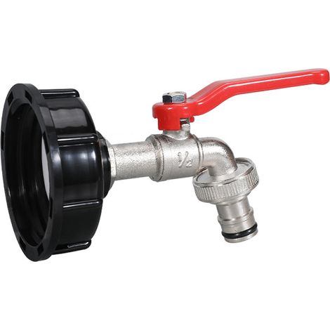 Robinet de réservoir de 1000 litres avec adaptateur pour furtun de udare, robinet de grande taille pour collecteur de surface pour IBC S60X6 (adaptateur d'autre part 1/2 pouce)