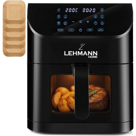 Friteuse À Air Chaud, 8 L, Avec Fenêtre, Airfryer Avec 12 Programmes, Max 200 °C, Insert De Séparation Pour Aliments, Revêtement Antiadhésif, Passe Au Lave-Vaisselle, Griller, Cuire Et Frire (1/5)