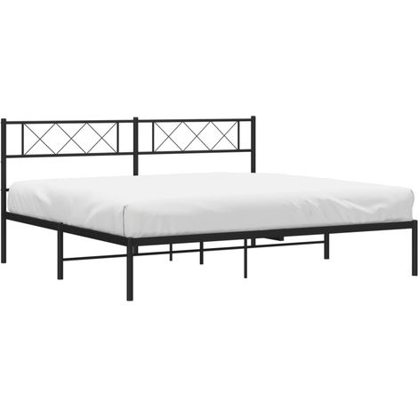 Cadre de lit métal sans matelas et tête de lit noir 180x200 cm vidaXL (1/5)