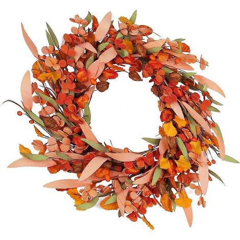 Couronne artificielle décorative pour porte, guirlande d'Action de Grâces, suspension murale. (1/4)