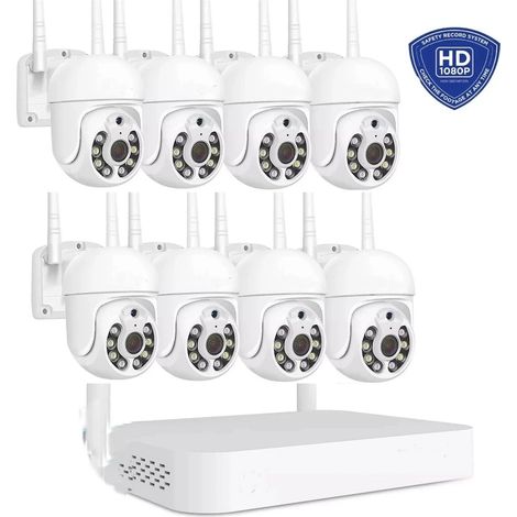 Kit Videosorveglianza NVR HD 1080p WIFI IP Camera 8 Telecamere PTZ Infrarossi (1/5)