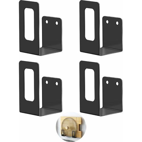 Porte Casseroles Mural, 2 Paires Pour Couvercle De Pot éTagèRe De Rangement Pour Couvercles De Casseroles Auto-AdhéSif,Noir 4 PièCes (1/4)