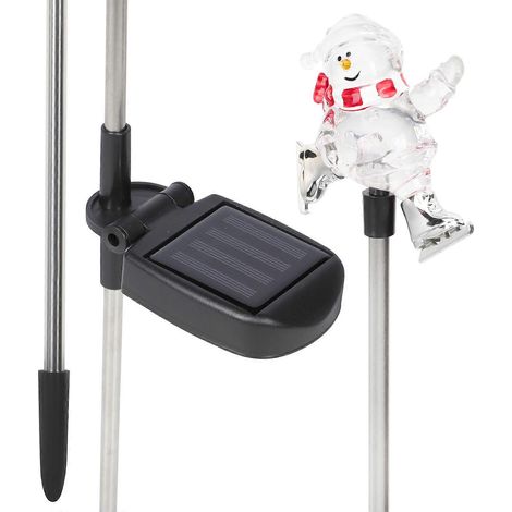 Bâton lumineux solaire bonhomme de neige pour décoration de jardin, lot de 3, blanc, à énergie solaire (1/5)