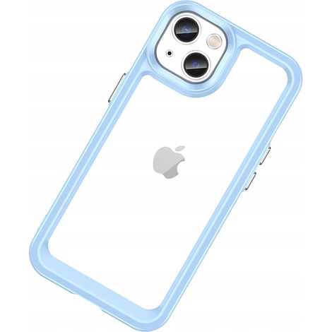 Custodia rigida per iPhone 14 Plus con cornice in gel, tema spazio esterno, colore blu. (1/5)