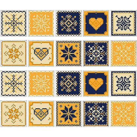 20 pièces de mosaïque murale autocollante à faire soi-même, motif taille, décoration de cuisine-D 15x15cm