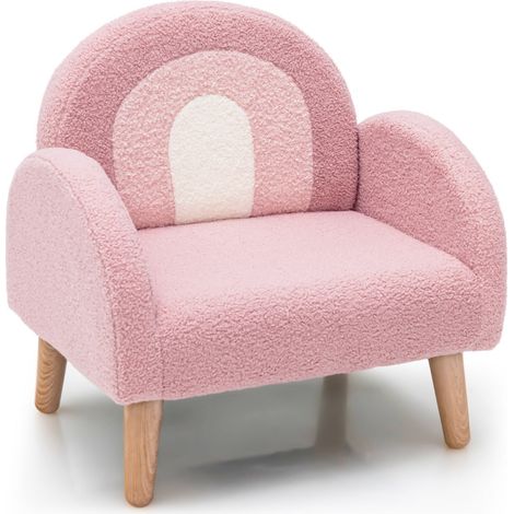 Sillón infantil rosa juego de 1 51 x 42 x 51 cm asiento ergonómico estampado arcoíris terciopelo afelpado 200012099 (1/2)