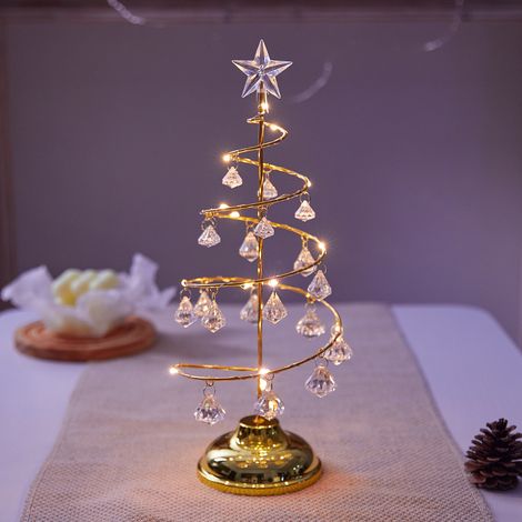 Kristall-LED-Weihnachtsbaumbeleuchtung - 33 cm - Innendekoration (gold) (1/5)