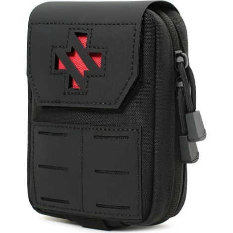 Trousse De Premiers Secours - IFAK Tactical Nylon 1000D Avec Fixation Molle Et Fermeture Anneau En D - Noir - 1 Pièce (1/5)