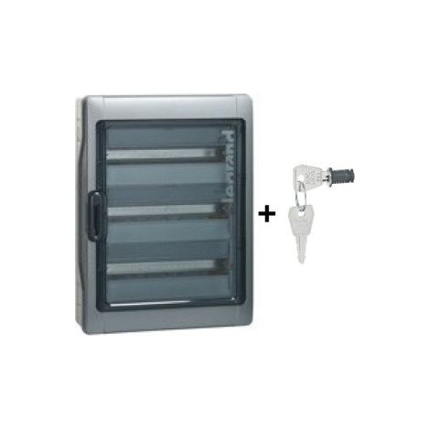 Legrand - Plexou00b3 - Coffret u00e9tanche + Serrure - 3 Rangu00e9es 12 Modules- IP65/IK09 - Ru00e9f. : 001923+001966 (1/2)