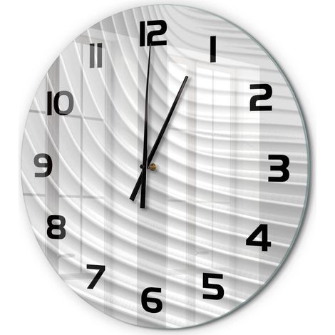 Horloge Murale Ronde Sans Cadre en Verre Trempé Silencieuse et Moderne Lignes d'abstraction fi 60 cm (1/5)