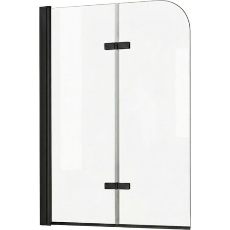 OTITEC Pare-baignoire ELIA 90 x 140 cm noir verre transparent 6 mm (1/3)