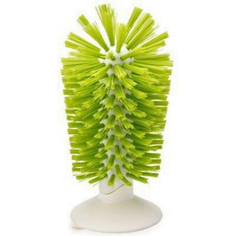 Brosse verticale à ventouse pour évier, brosse pour nettoyer les verres, brosse pour nettoyer les bouteilles et les bocaux de cuisine, brosse à linge verte (1/5)