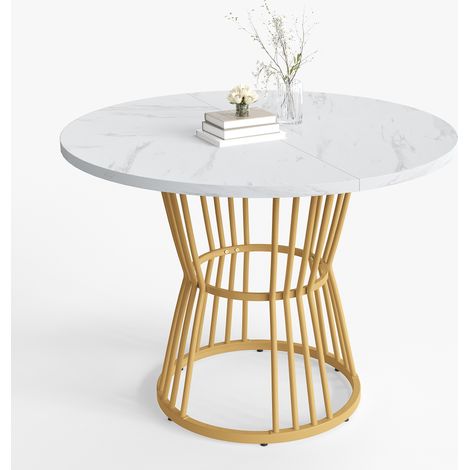 CAIziTable petit-déjeuner moderne 1 pièce, pieds métal doré structure robuste (1/5)