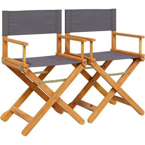 Chaises de réalisateur pliantes, deux chaises par ensemble, tissu gris foncé. (1/5)