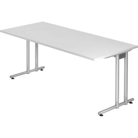 bümö Schreibtisch Serie-N Rechteck: 180 x 80 cm  Weiß