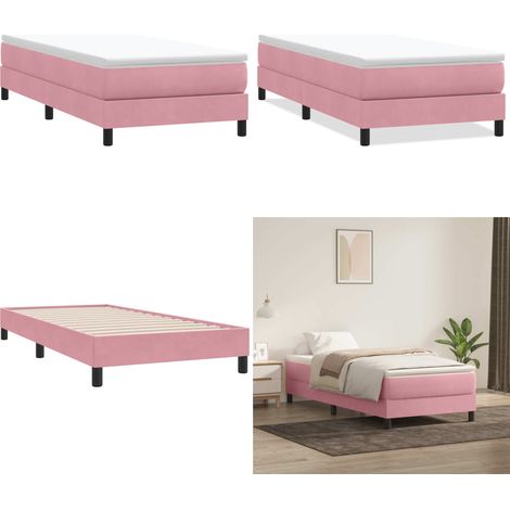 vidaXL Sommier à lattes de lit sans matelas rose 90x210 cm velours (1/5)