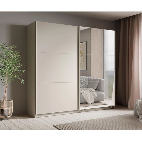 AX LIVING Keiderschrank Schiebetüren Spiegel Lunoria 221 cm Kaschmir