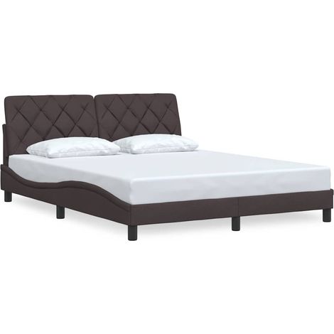 Lit double,Lit adulte,Cadre de lit sans matelas marron foncé 160x200 cm tissu CFW4605202 (1/5)